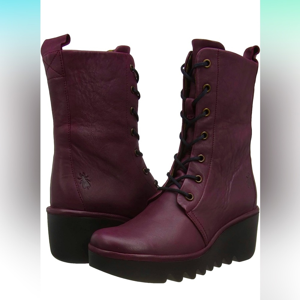 Fly London Burgundy Leather Boots BIRD 241